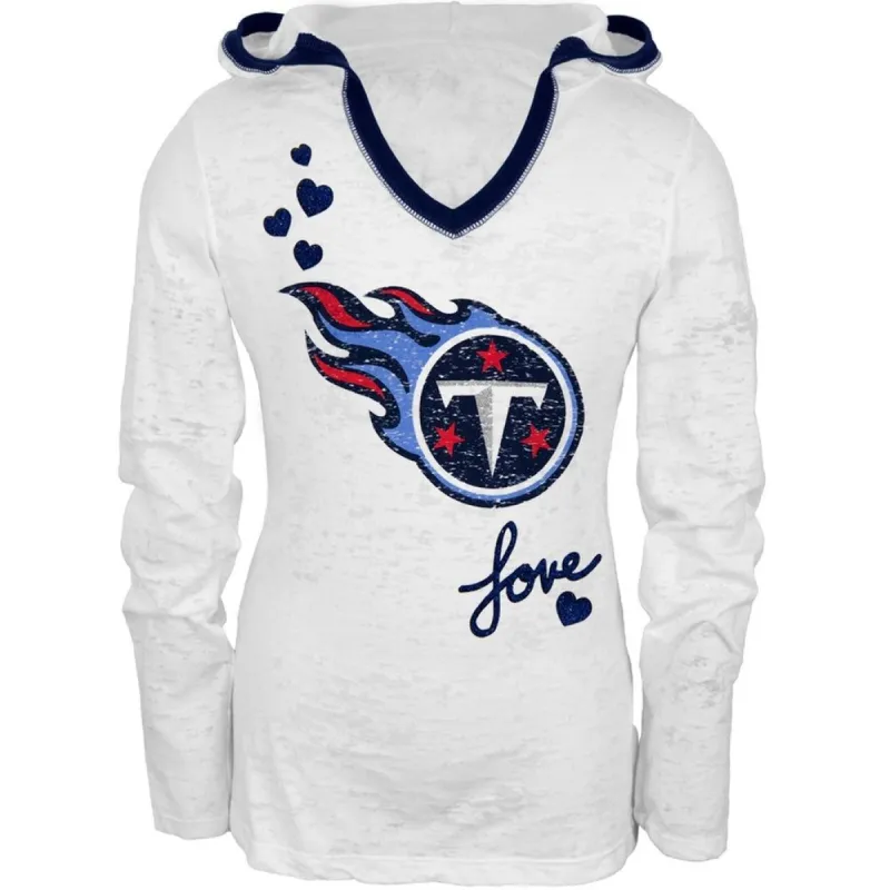 Tennessee Titans - Girls Youth Burnout Hooded Long Sleeve T-Shirt sold by Old Glory