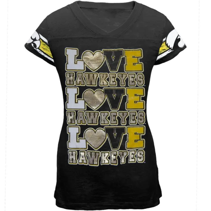 Iowa Hawkeyes - Foil Love Girls Youth Burnout T-Shirt sold by Old Glory