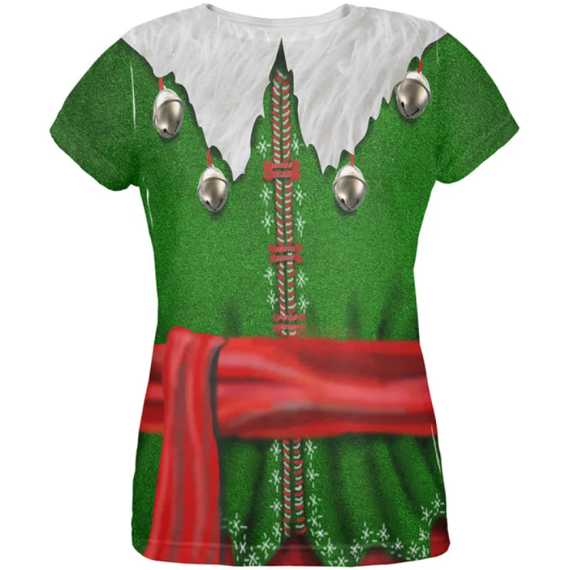 Christmas Elf Costume All Over Womens T Shirt sold by Old Glory