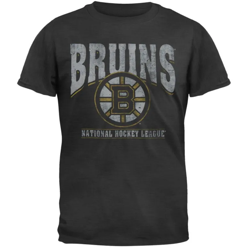 Boston Bruins - Logo Scrum Premium Grey T-Shirt sold by Old Glory