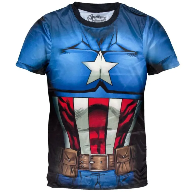 Captain America - Cappin Stance Sublimation Costume T-Shirt sold by Old Glory
