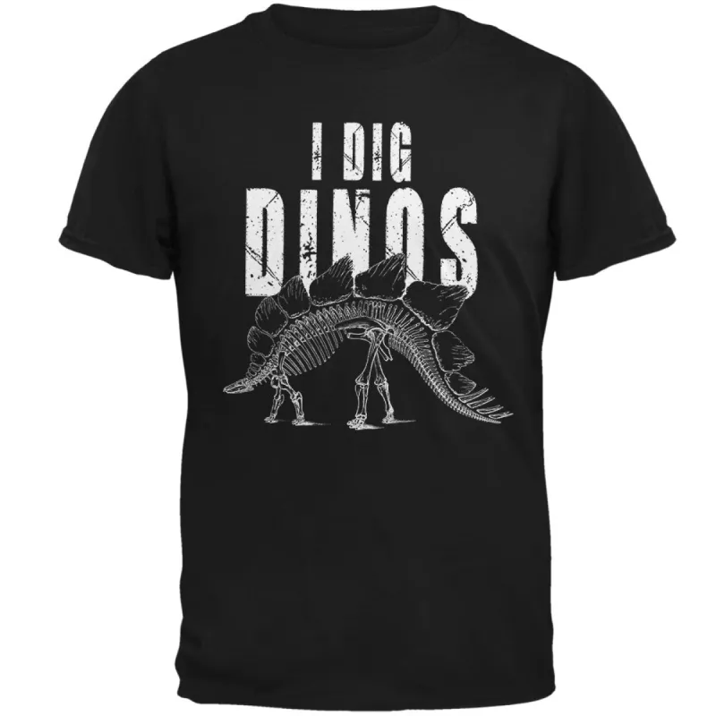 Paleontologist I Dig Dinos Dinosaur Fossil Bones Stegosaurus Mens Soft T Shirt sold by Old Glory