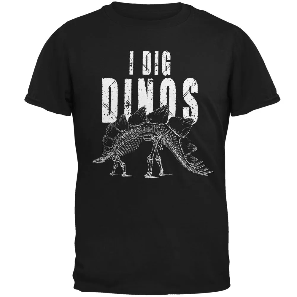 Paleontologist I Dig Dinos Dinosaur Fossil Bones Stegosaurus Mens Soft T Shirt sold by Old Glory