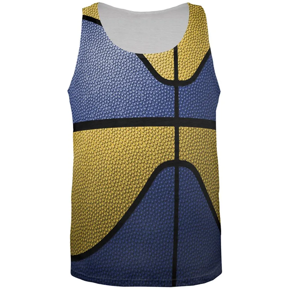 Championship Basketball Royal Blue and Yellow All Over Mens Tank Top sold by Old Glory