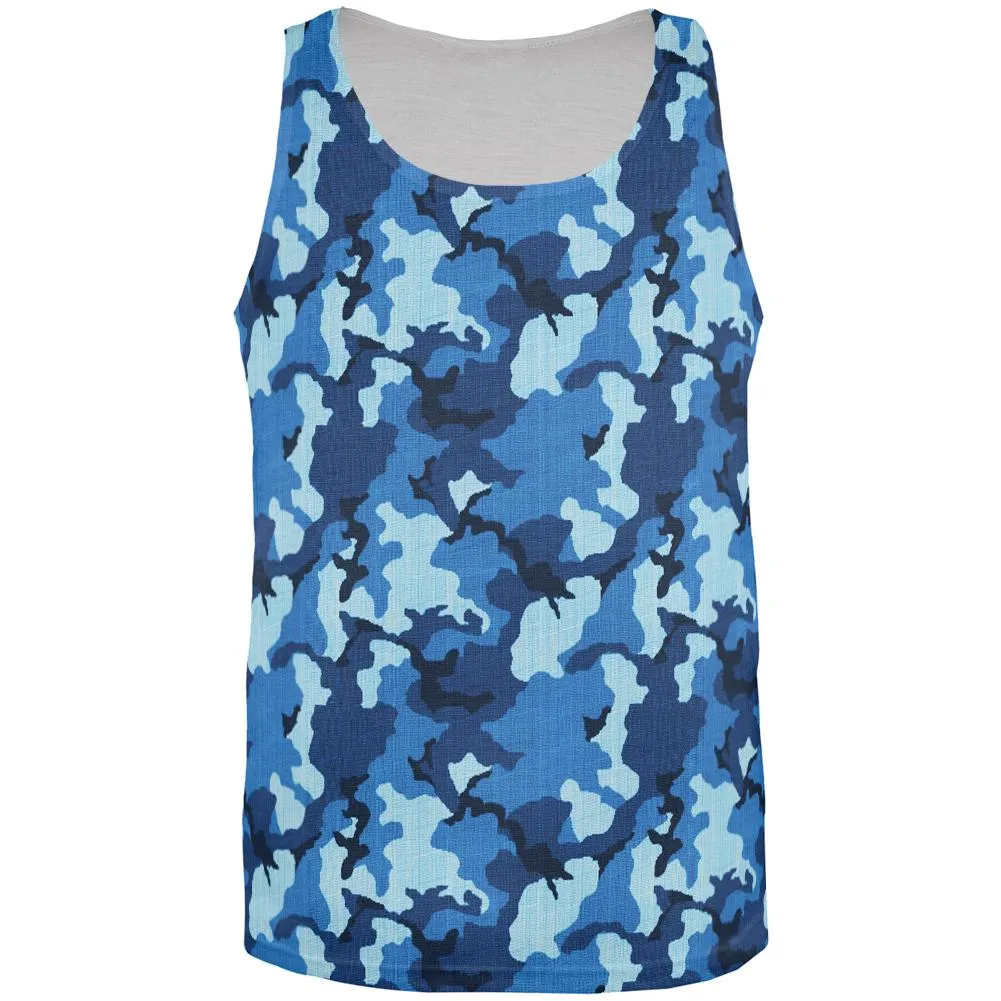 Navy Blue Camo All Over Mens Tank Top sold by Old Glory