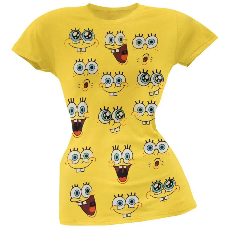 Spongebob Squarepants - Spongebob Expressions Juniors T-Shirt sold by Old Glory