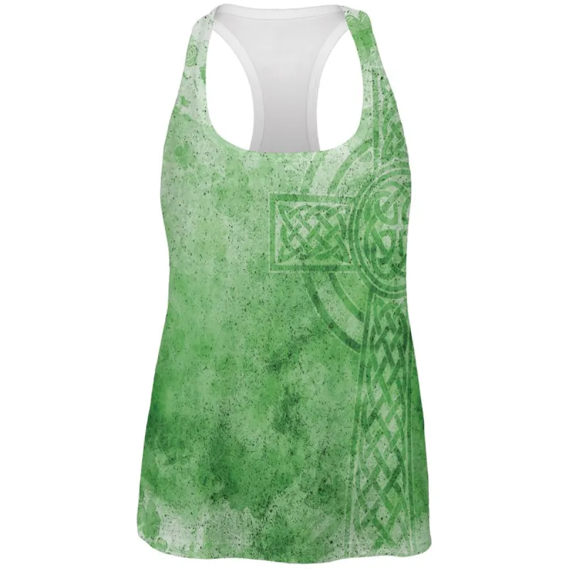 St. Patricks Day Dirty Irish Celtic Cross All Over Womens Work Out Tank Top sold by Old Glory