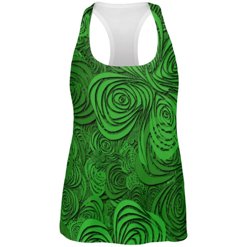 St Patricks Day Trippy Irish Clover Field All Over Womens Work Out Tank Top sold by Old Glory