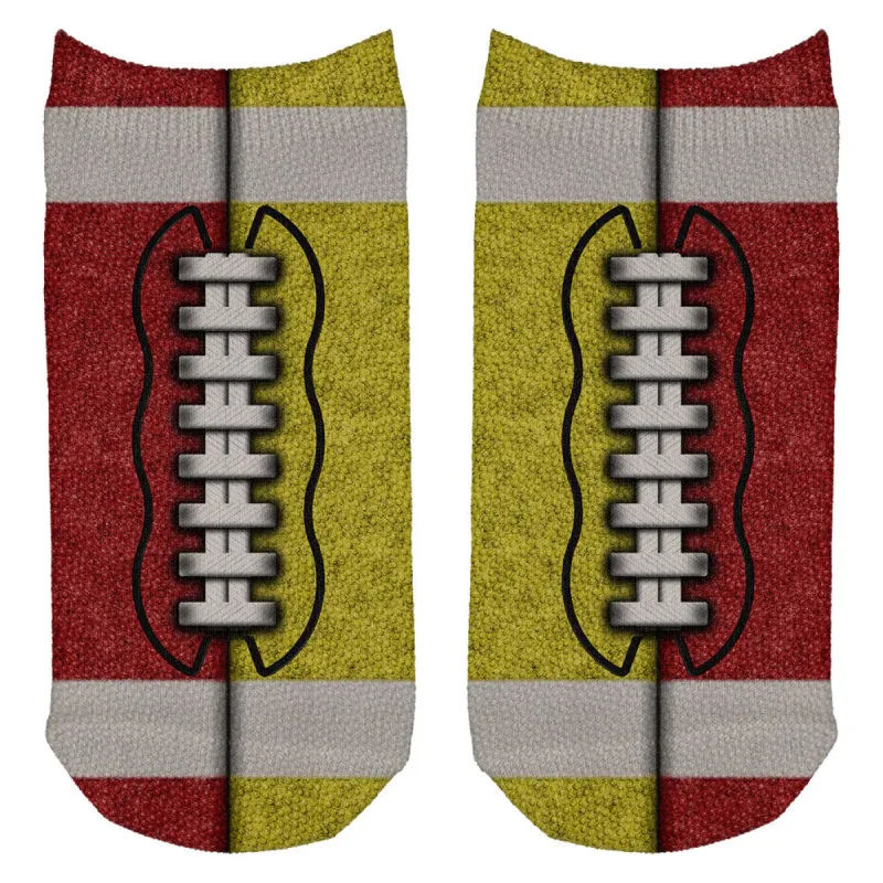 Fantasy Football Team Red and Yellow All Over Adult Ankle Socks sold by Old Glory
