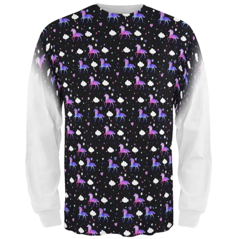 Old Glory Galaxy Unicorn Pattern All Over Mens Long Sleeve T Shirt sold by Old Glory