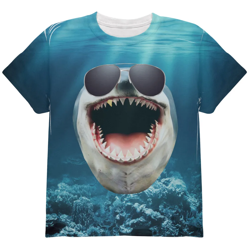 Big Goofy Shark In Sunglasses All Over Youth T Shirt sold by Old Glory