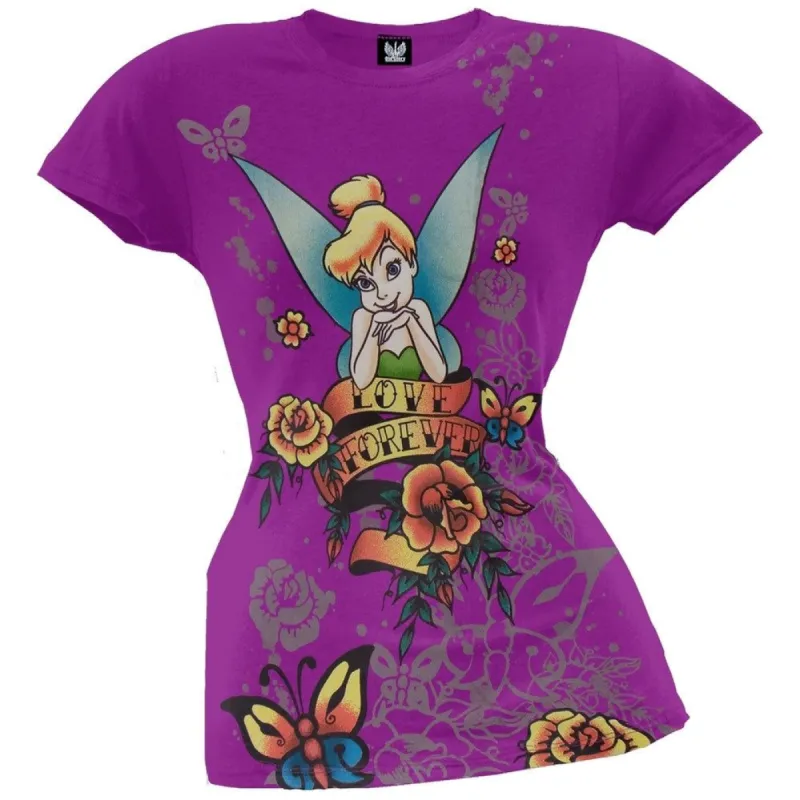 Tinkerbell - Love Forever Purple Juniors T-Shirt sold by Old Glory