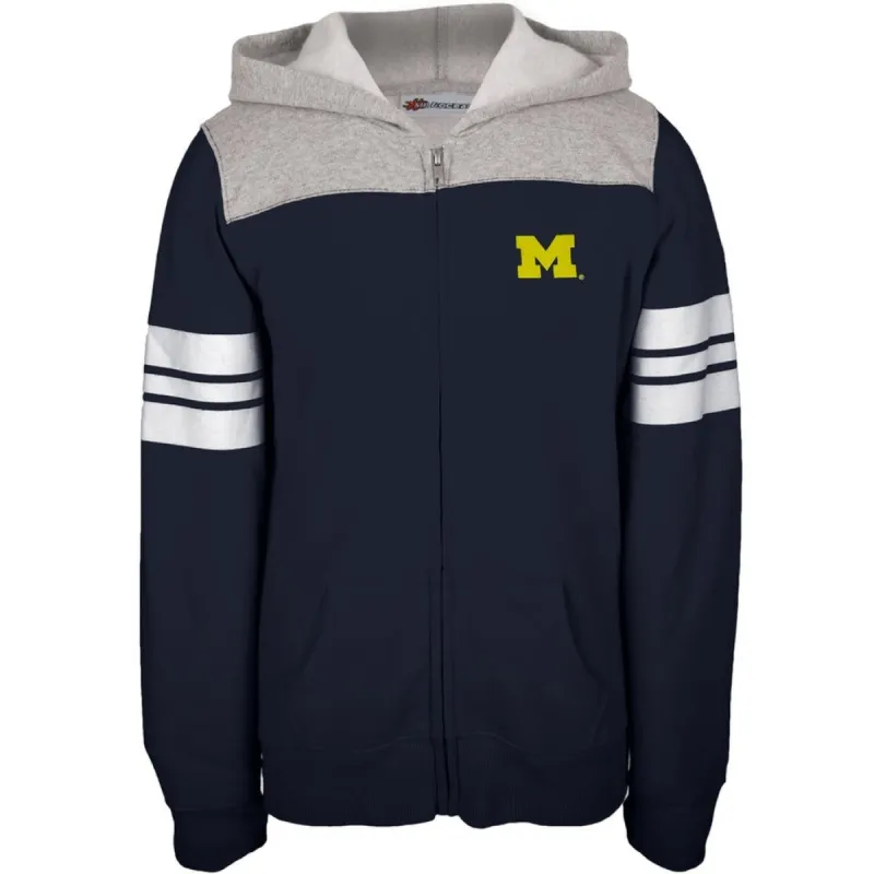 Michigan Wolverines - Game Day Sports Stripes Girls Juvy Zip Hoodie sold by Old Glory
