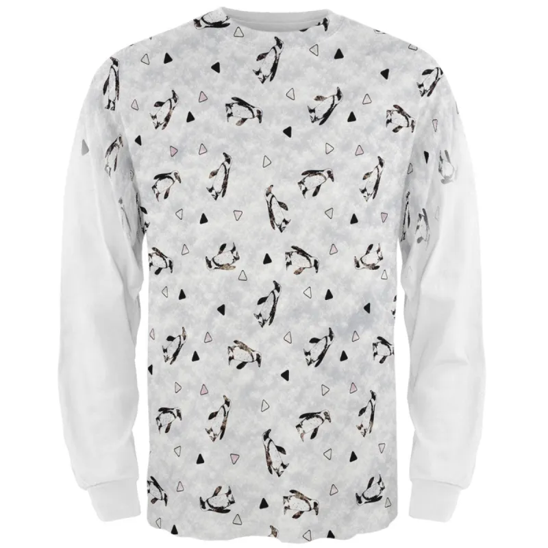Retro Penguin Pattern All Over Mens Long Sleeve T Shirt sold by Old Glory