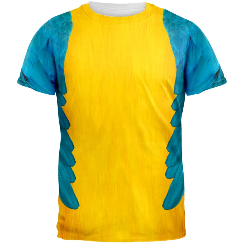 Halloween Blue & Yellow Parrot Macaw Costume All Over Adult T-Shirt sold by Old Glory