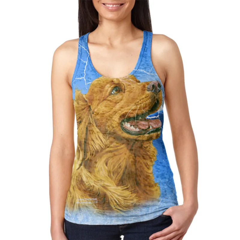 Golden Retriever Live Forever Juniors Burnout Racerback Tank Top sold by Old Glory