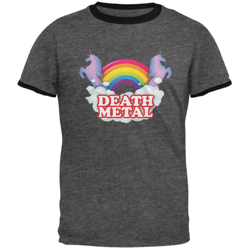 Death Metal Rainbow Unicorns Mens Ringer T Shirt sold by Old Glory