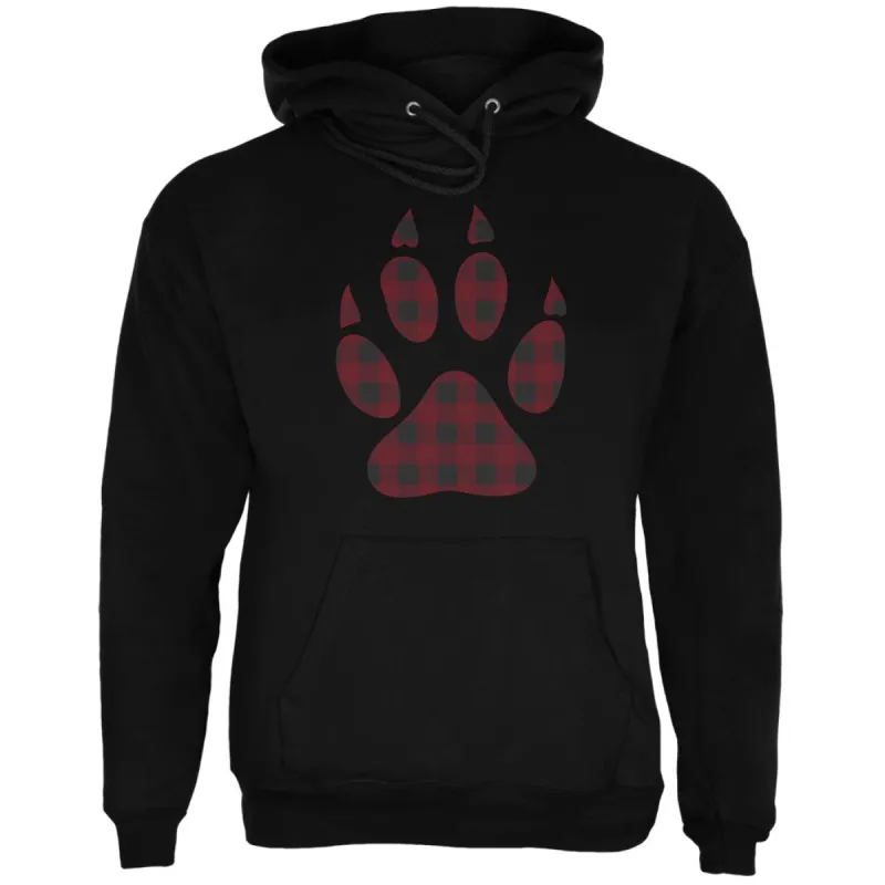 Autumn Buffalo Plaid Bear Claw Paw Mens Hoodie sold by Old Glory