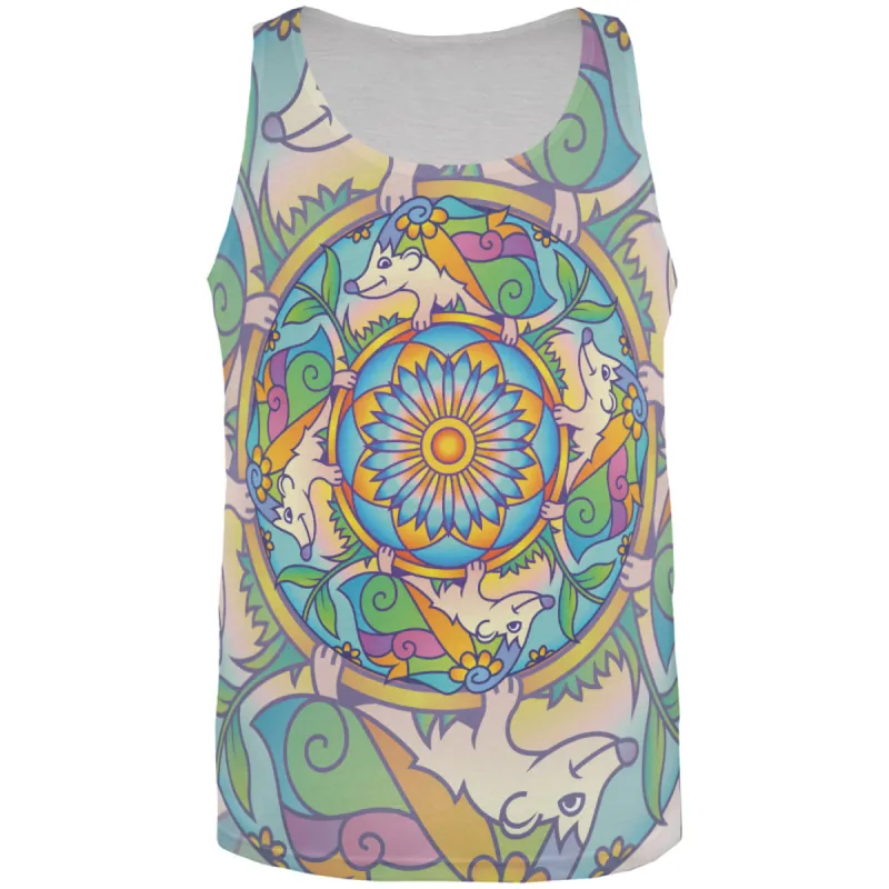 Mandala Trippy Stained Glass Hedgehog All Over Mens Tank Top sold by Old Glory
