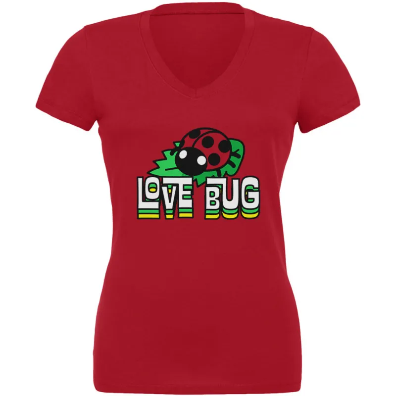 Love Bug Ladybug Retro 70s Juniors V-Neck T Shirt sold by Old Glory