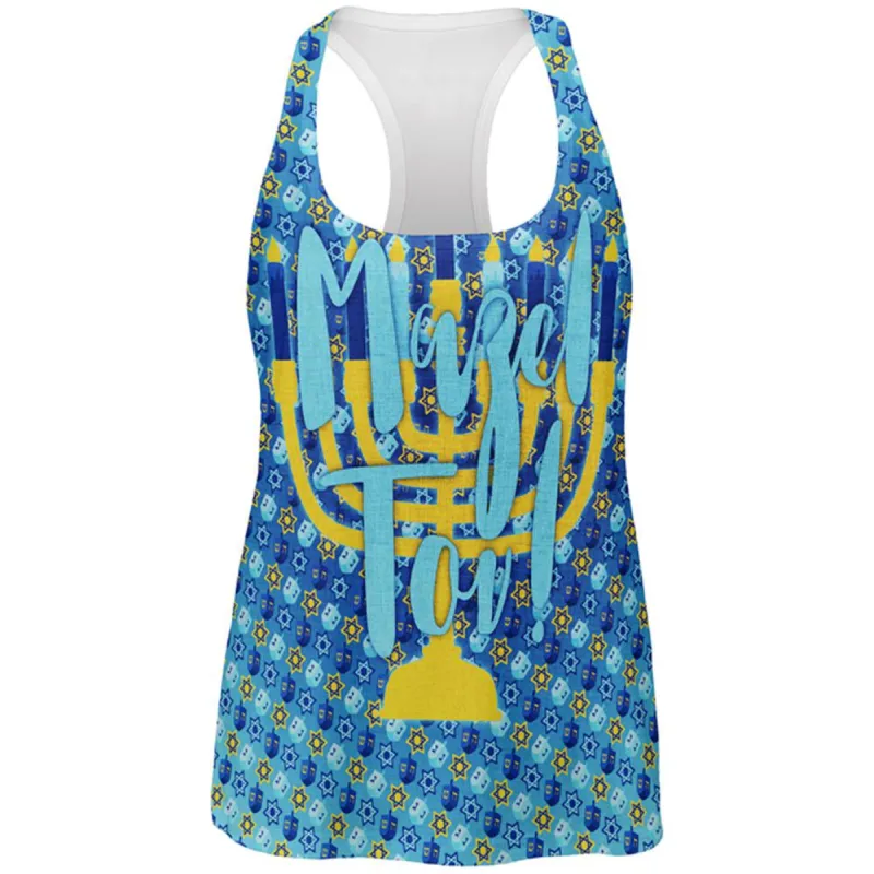 Hanukkah Mazel Tov Menorah Dreidel All Over Womens Work Out Tank Top sold by Old Glory
