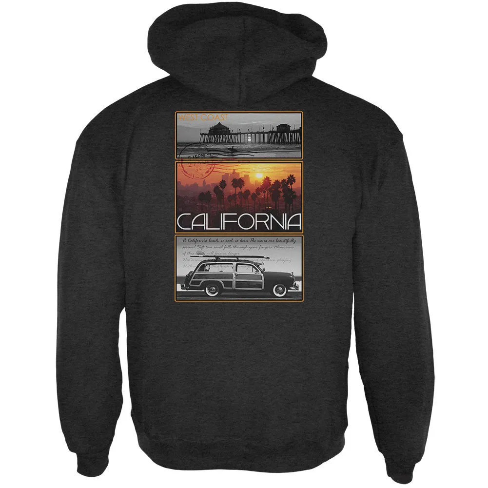 West Coast Postcard Pier Palm California Mens Hoodie sold by Old Glory