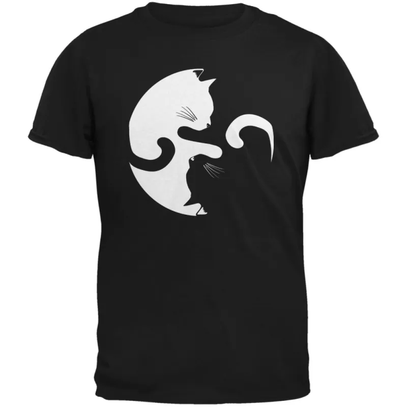 Yin Yang Cat Black Adult T-Shirt sold by Old Glory