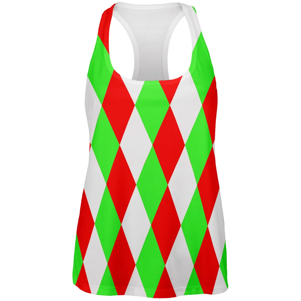 Christmas Jester Harlequin Costume All Over Womens Work Out Tank Top sold by Old Glory