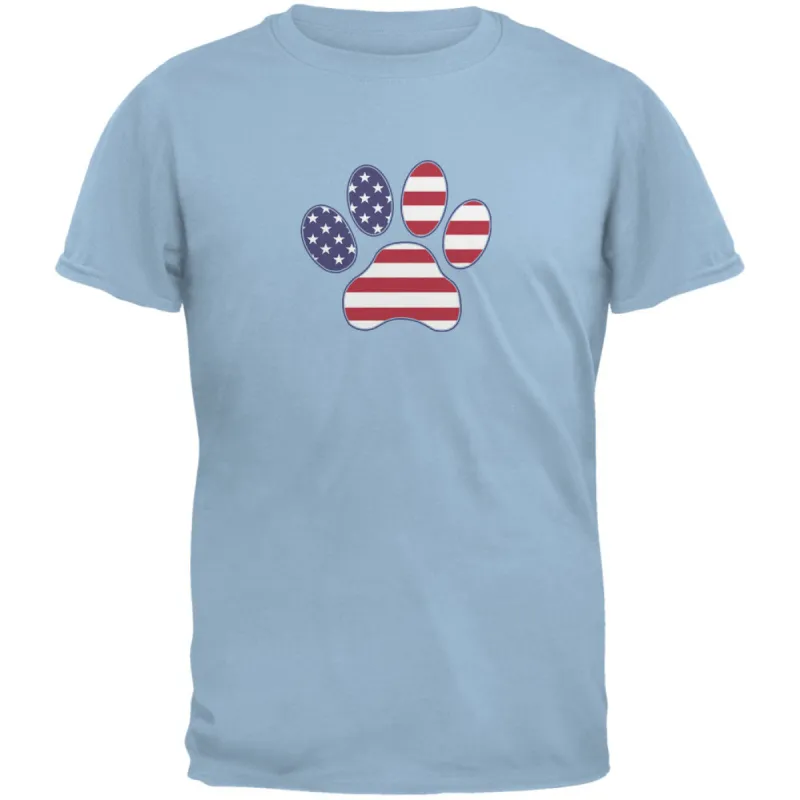 4th of July Patriotic Dog Paw Light Blue Adult T-Shirt sold by Old Glory