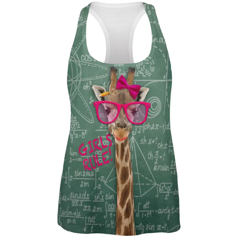 Giraffe Math Geek Girl Formulas All Over Womens Work Out Tank Top sold by Old Glory
