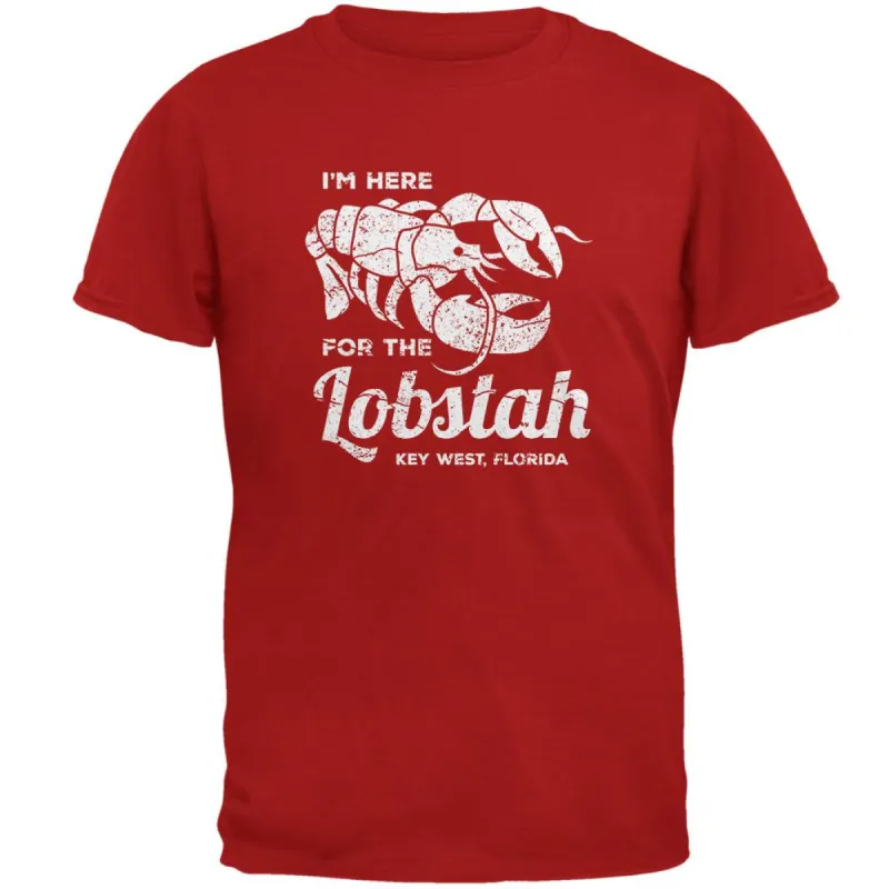 Here for the Lobstah Lobster Distress - Key West FL Mens Soft T Shirt sold by Old Glory