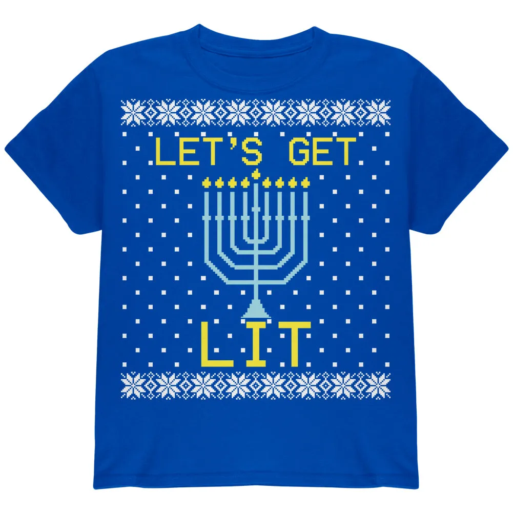 Menorah Get Lit Ugly Hanukkah Sweater Youth T Shirt sold by Old Glory product image thumbnail 5