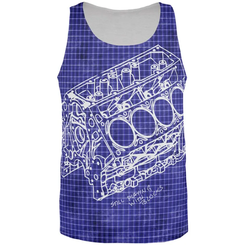 Mechanic Still Playing With Blocks All Over Mens Tank Top sold by Old Glory