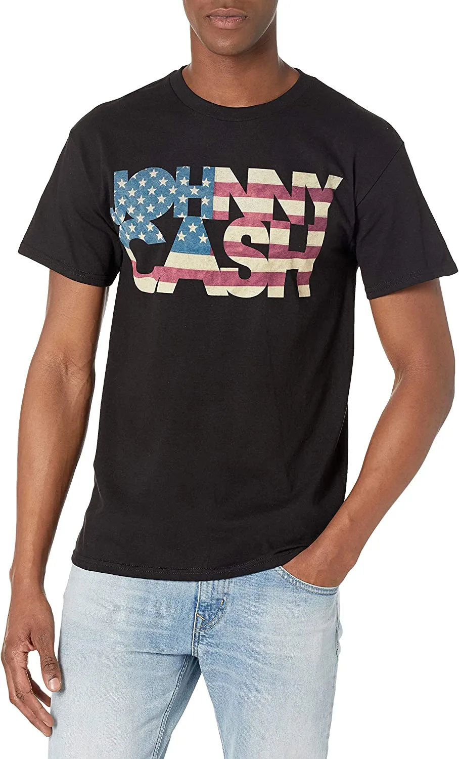 Johnny Cash - Flag Mens T Shirt sold by Old Glory