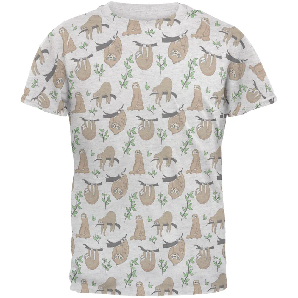 Sloth Pattern Nature Leaves Cute Men's Soft T-Shirt sold by Old Glory product image thumbnail 2