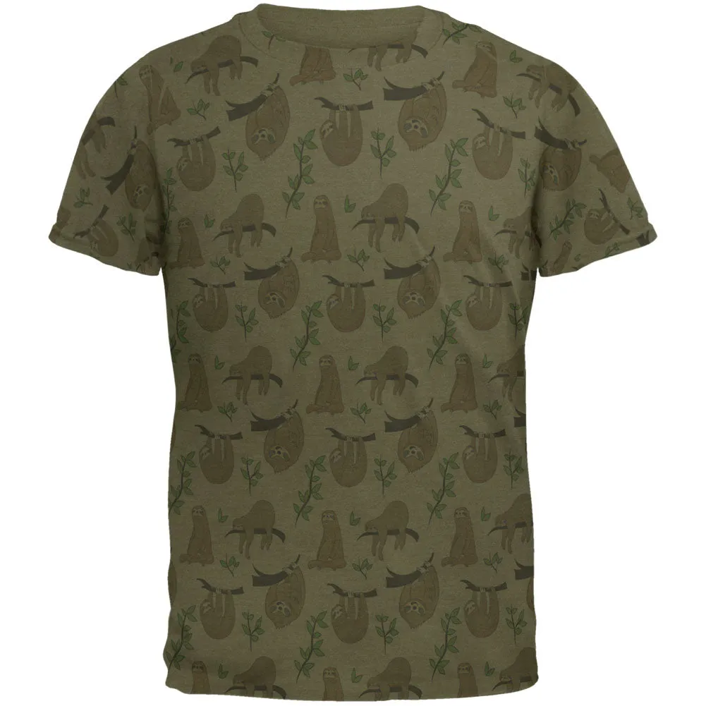 Sloth Pattern Nature Leaves Cute Men's Soft T-Shirt sold by Old Glory product image thumbnail 3