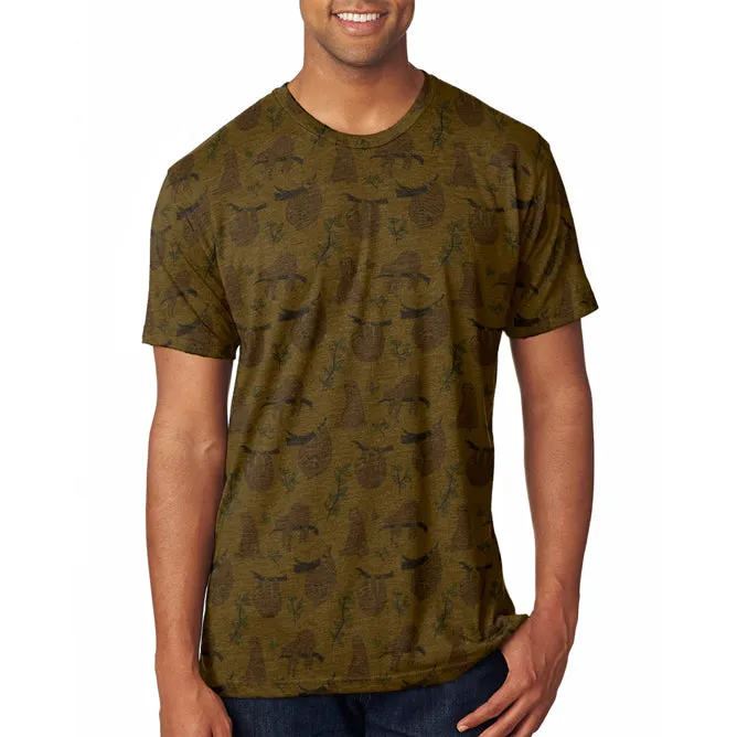 Sloth Pattern Nature Leaves Cute Men's Soft T-Shirt sold by Old Glory