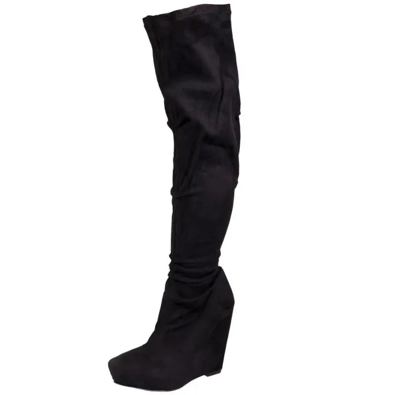 Paris Hilton Footwear - Jezabel - Black Stretch Knee High Boots sold by Old Glory