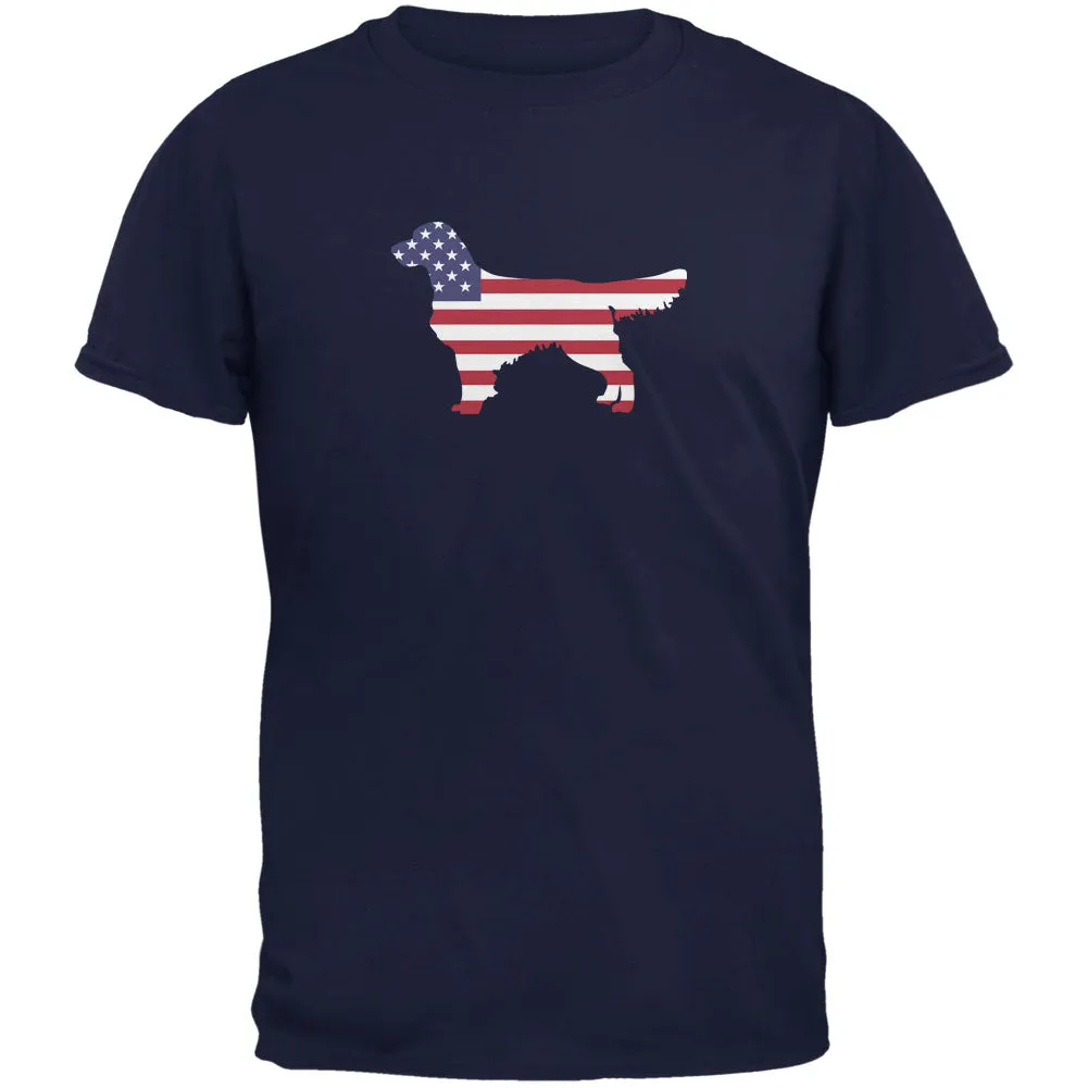 4th of July Patriotic Dog Golden Retriever Navy Adult T-Shirt sold by Old Glory