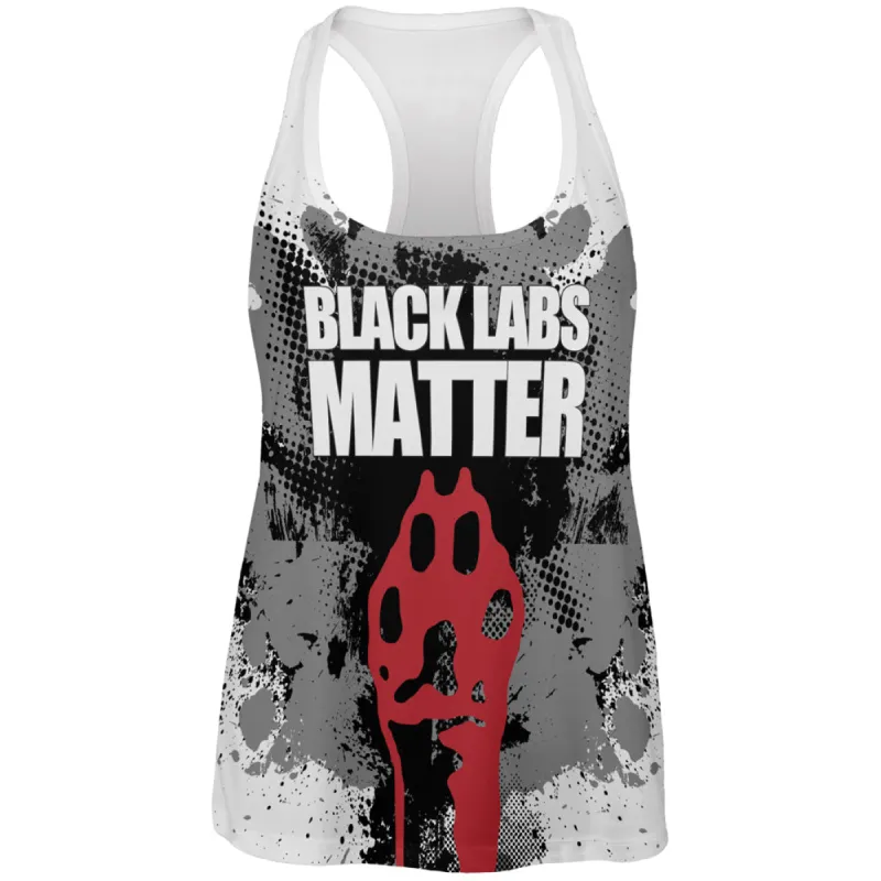 Black Labs Matter Funny Splatter All Over Womens Work Out Tank Top sold by Old Glory