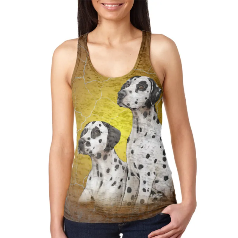 Dalmatians Live Forever Juniors Burnout Racerback Tank Top sold by Old Glory