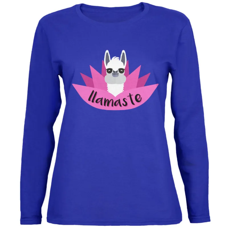 Funny Llamaste Yoga Llama Namaste Womens Long Sleeve T Shirt sold by Old Glory