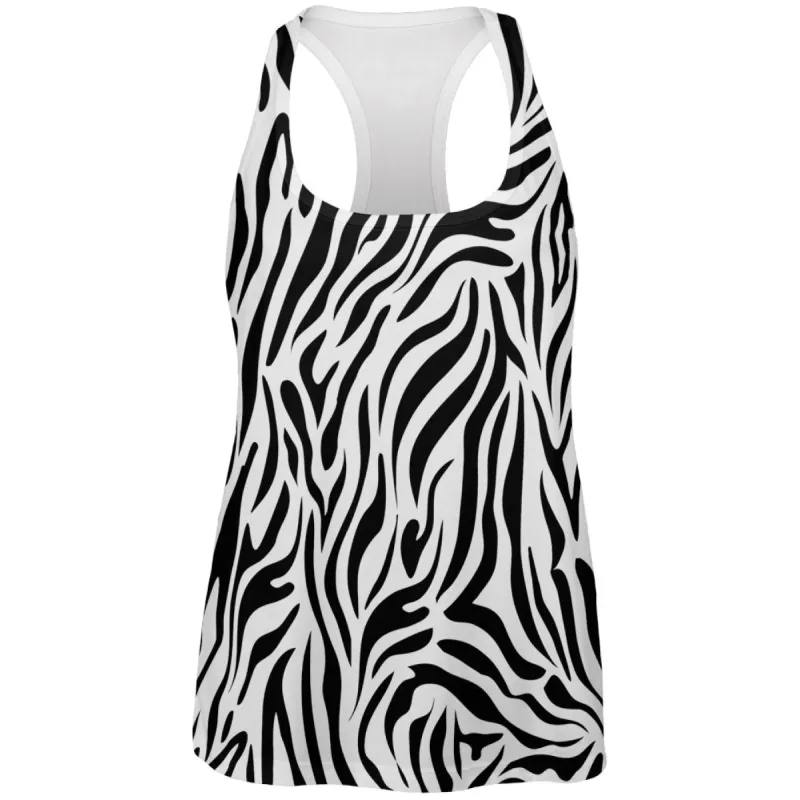 Zebra Print White All Over Womens Tank Top sold by Old Glory