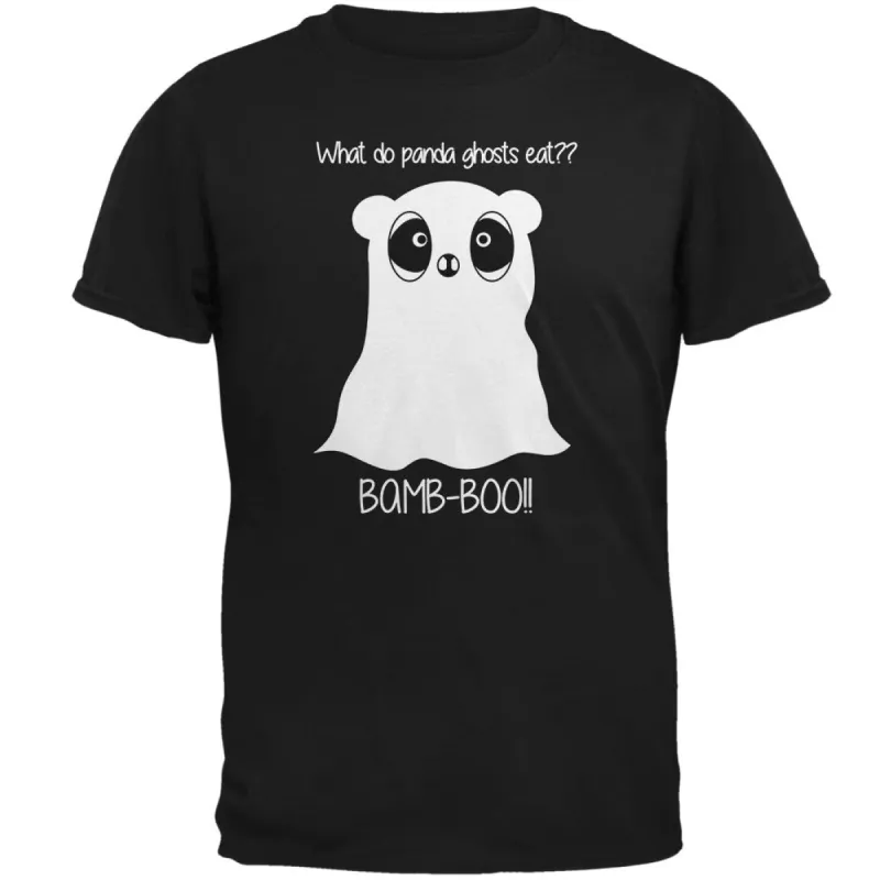 Halloween Panda Ghost Pun White Text Mens Soft T Shirt sold by Old Glory