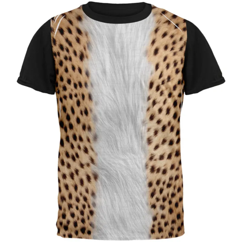 Halloween Cheetah Costume All Over Mens Black Back T Shirt sold by Old Glory