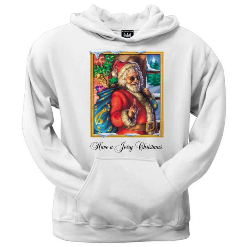 Grateful Jerry Garcia Have a Jerry Christmas White Pullover Hoodie sold by Old Glory