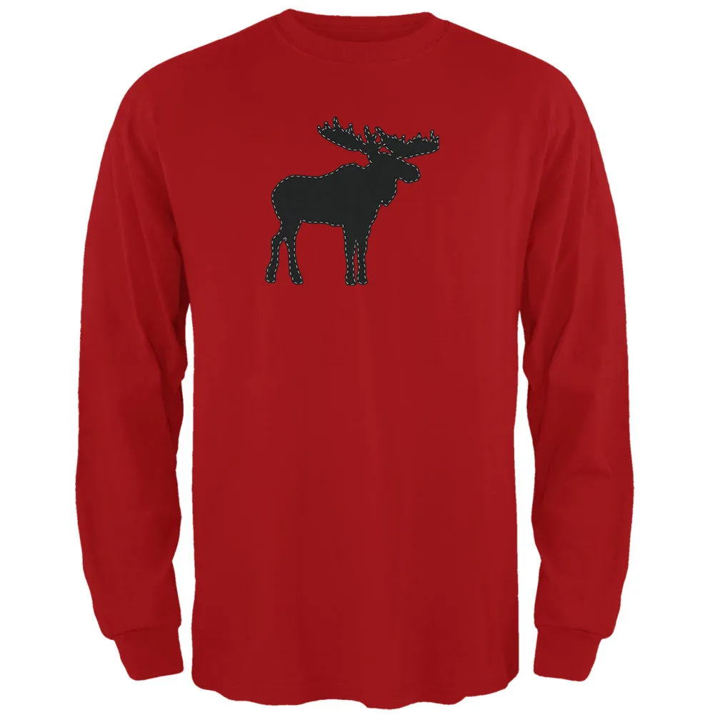 Moose Faux Stitched Mens Long Sleeve T Shirt sold by Old Glory