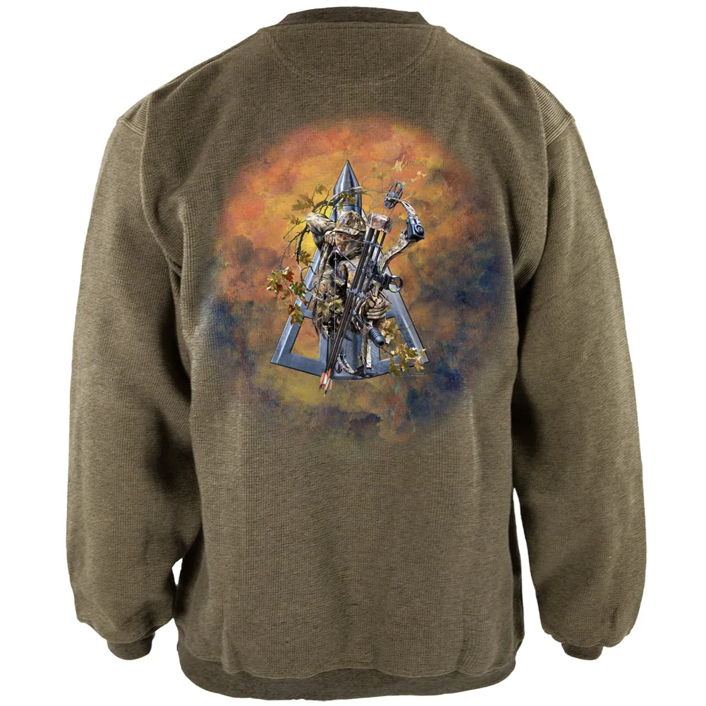 Bowhunter Broadhead Henley Mens Pullover Sweatshirt sold by Old Glory
