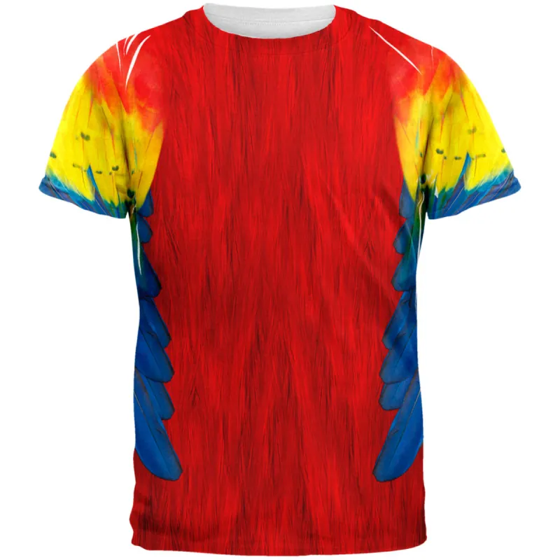 Halloween Scarlet Macaw Parrot Feathers Costume All Over Adult T-Shirt sold by Old Glory