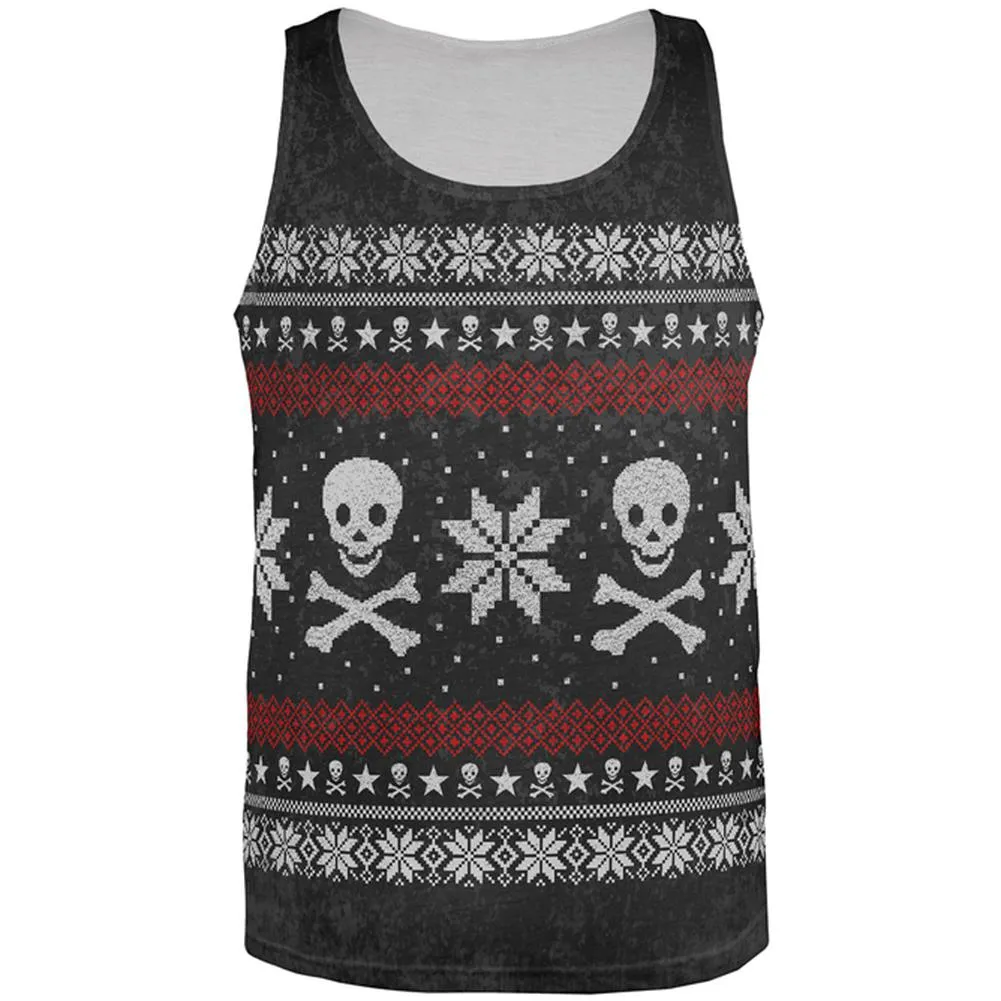 Ugly Christmas Sweater Pirate Skull and Crossbones All Over Mens Tank Top sold by Old Glory